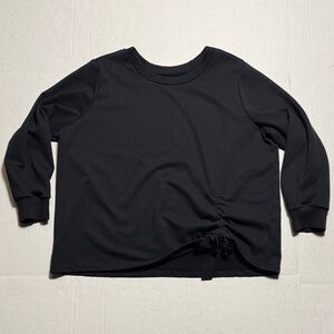 JASON WU French Terry Cotton Black Asymmetrical Side Cinch Detail Sweatshirt 2X